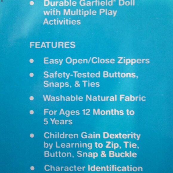 HTF Garfield "Snappy Dresser" Activity Teaching Doll - Picture 9 of 13